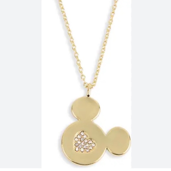 Disney X Baublebar Mickey Mouse Pavé Gold Shaped Pendant Necklace - Picture 1 of 4